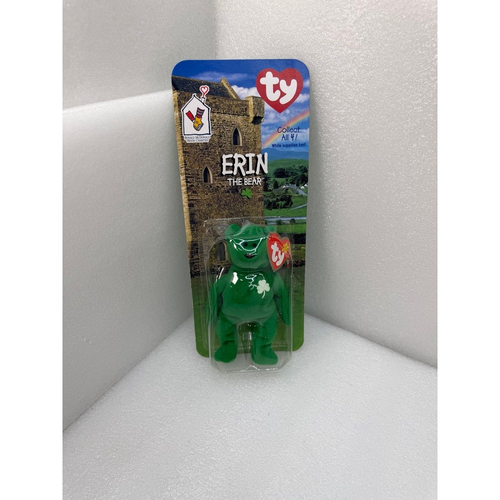 Vintage 1999 Ty Teenie Beanie Babies Erin The Bear Ireland McDonald's NIP Sealed